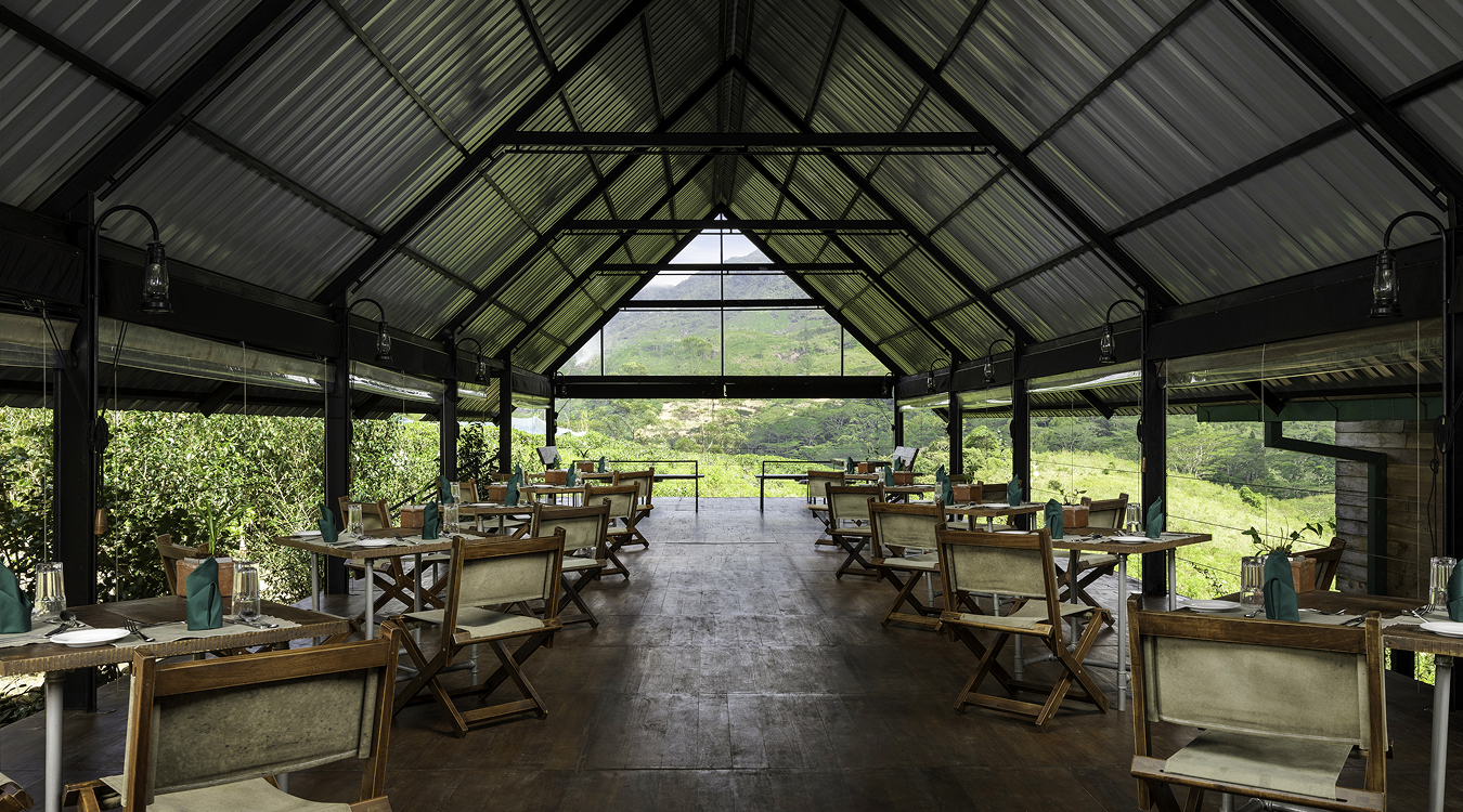 Eco-friendly dining pavilion with panoramic Knuckles views – Hotels Near Knuckles Mountain Range