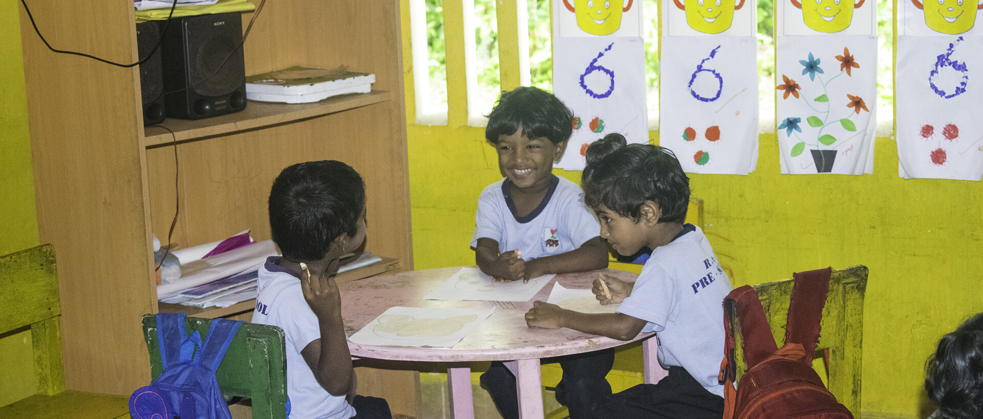 Smiling students in local preschool supported by hotels in Mirissa Sri Lanka