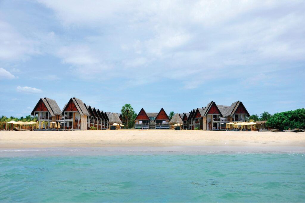 Beachfront cabanas at Maalu Maalu Resort in Pasikuda, East Coast, Sri Lanka