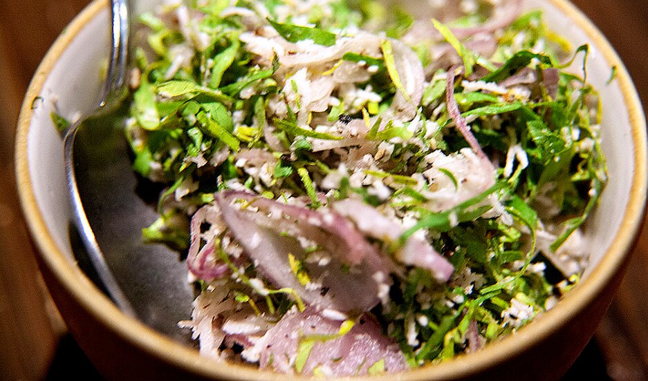 Gotu Kola Sambol is a traditional Sri Lankan herbal salad