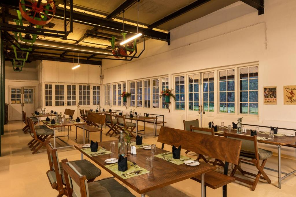 The dining hall on the old factory floor