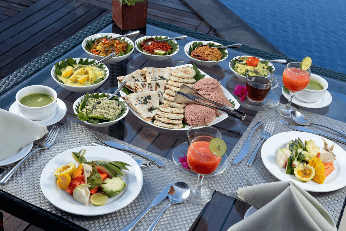Vegetarian Ayurvedic meal at Ayurvie Weligama