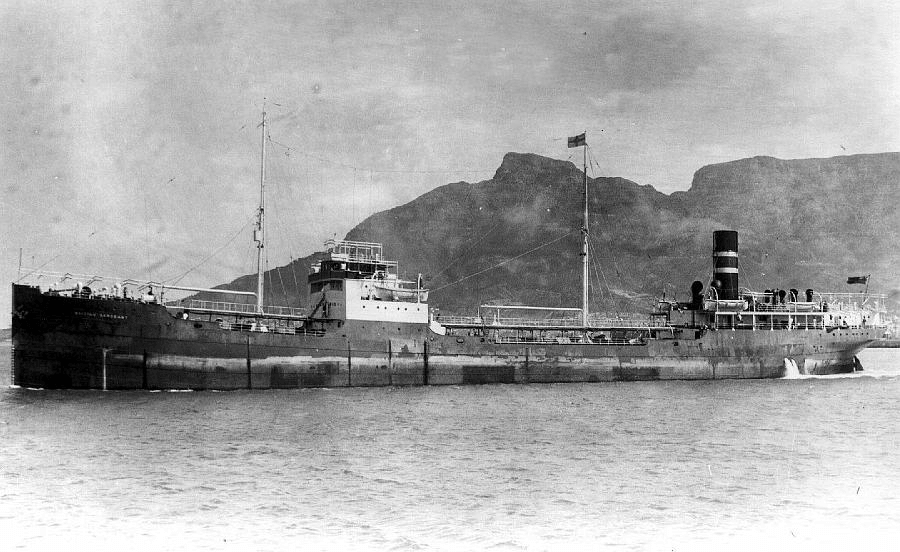 SS British Sergeant ship in operation before sinking near Sri Lanka