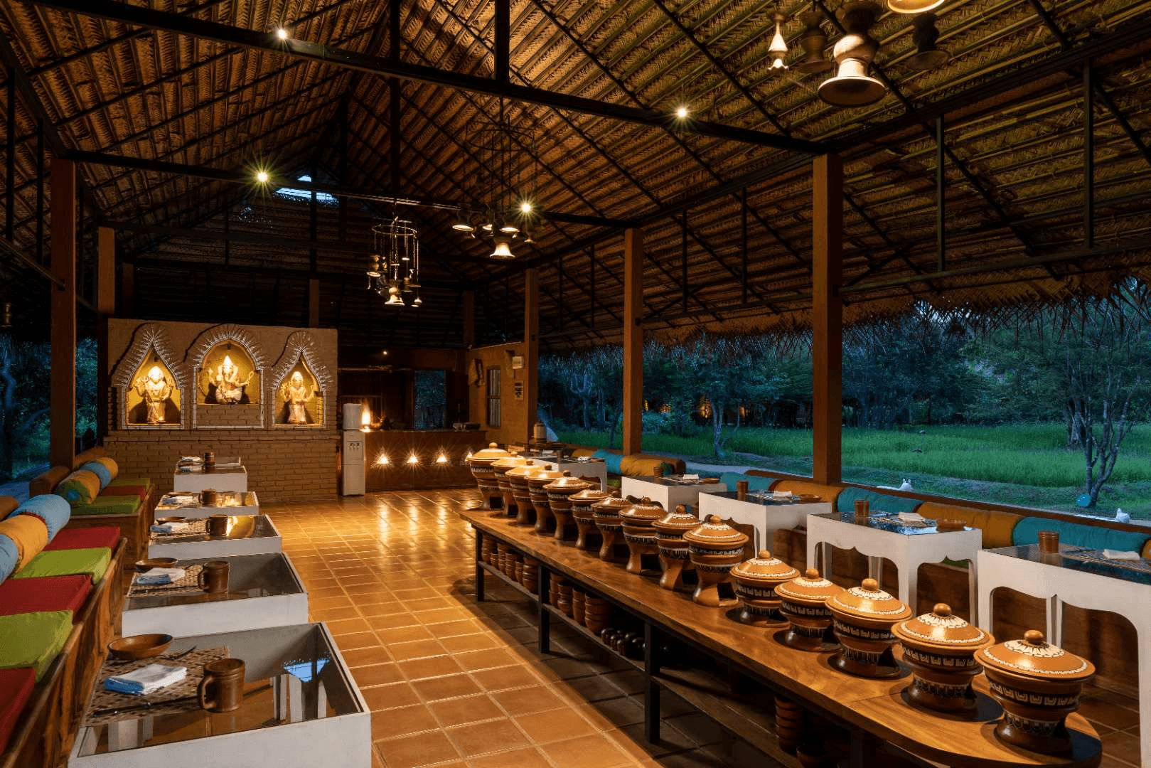 Ayurvedic vegetarian meal served at Ayurvie Sigiriya dining hall