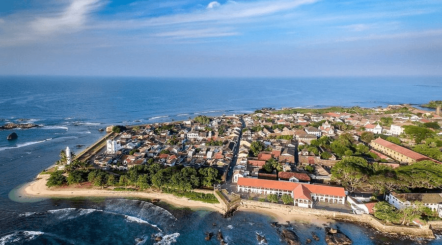 Aerial view of Galle Fort showing its ramparts and coastal layout