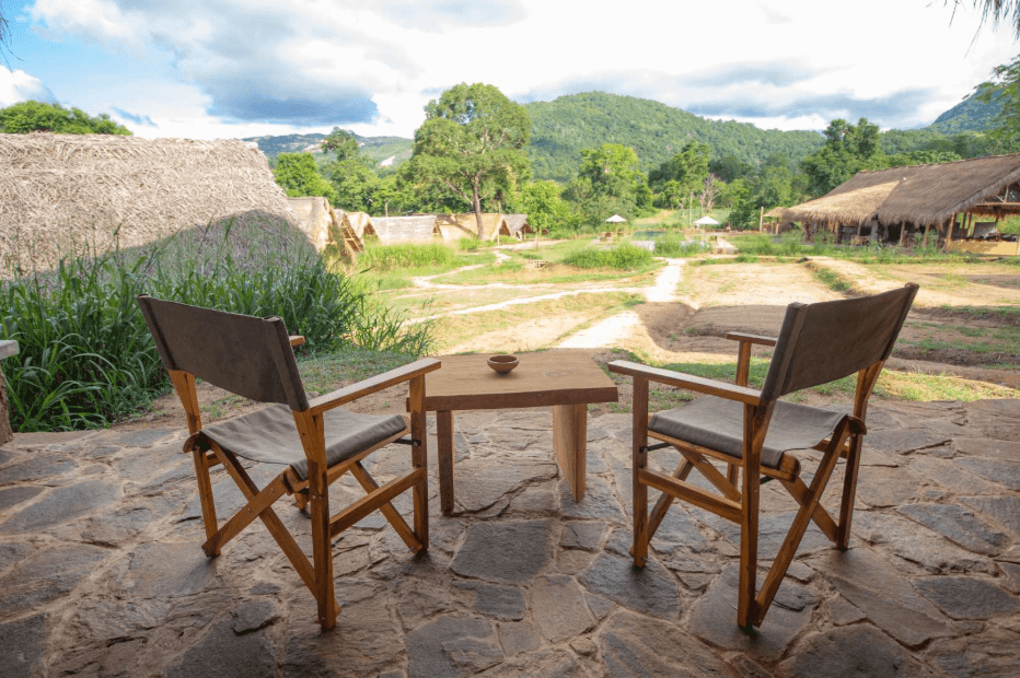 View of the property from a lodge porch at Wild Glamping Gal Oya. 