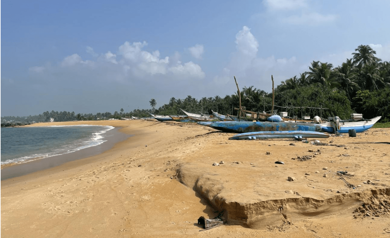 Fishing boats on Dodanduwa beach near Hikkaduwa.